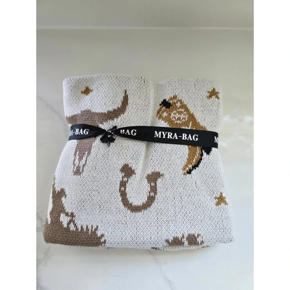 Myra Bag Galavero Tiny Texan Baby Blanket Wild West Pattern Cotton New With Tags